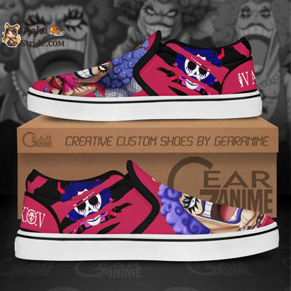 Custom One Piece Ivankov Anime Slip On Sneakers – Unique Printed Footwear