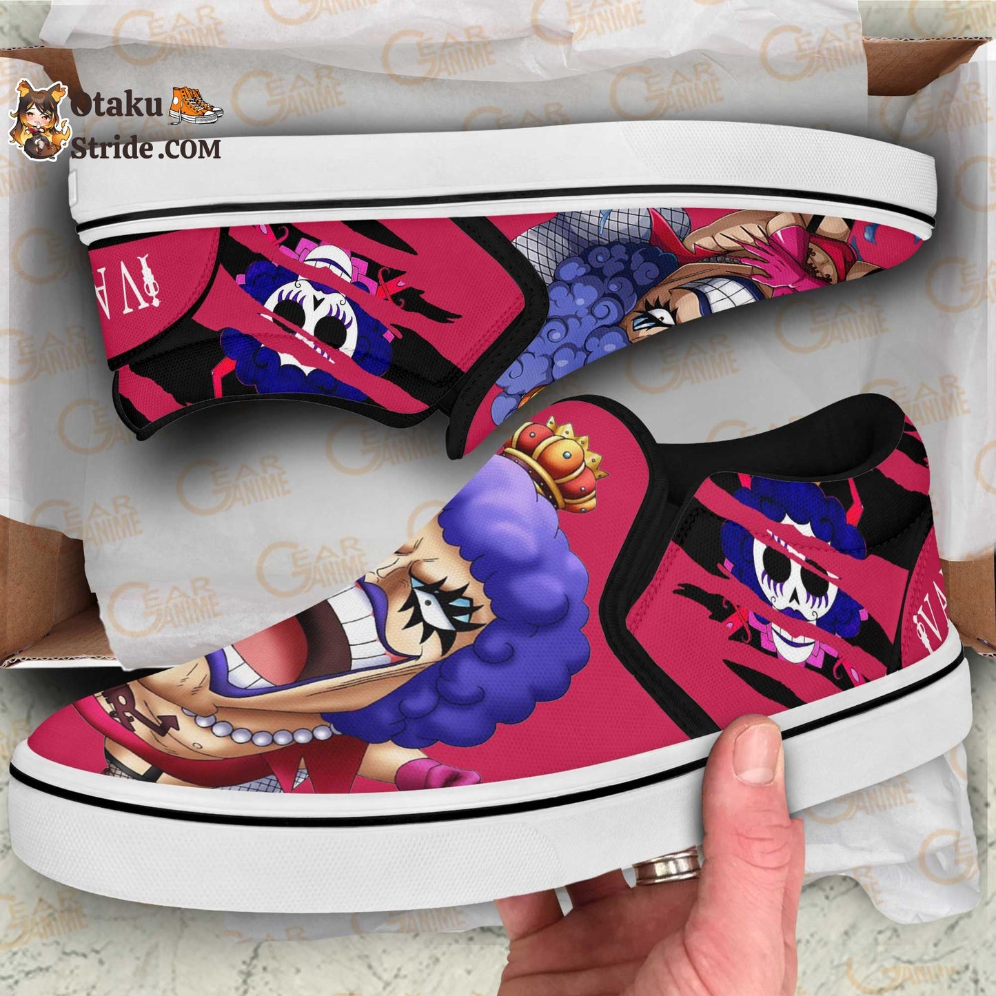 Custom One Piece Ivankov Anime Slip On Sneakers – Unique Printed Footwear