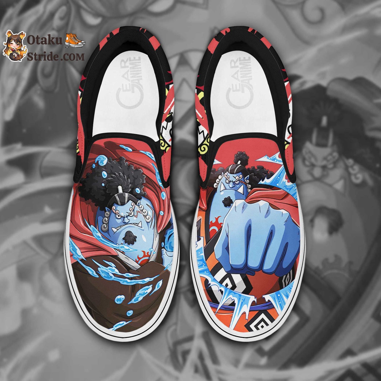 Custom One Piece Jinbei Anime Slip On Sneakers – Unique Printed Footwear