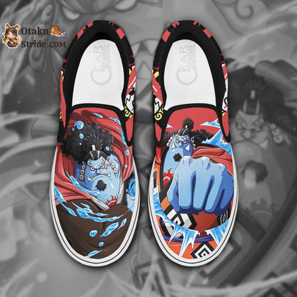 Custom One Piece Jinbei Anime Slip On Sneakers – Unique Printed Footwear