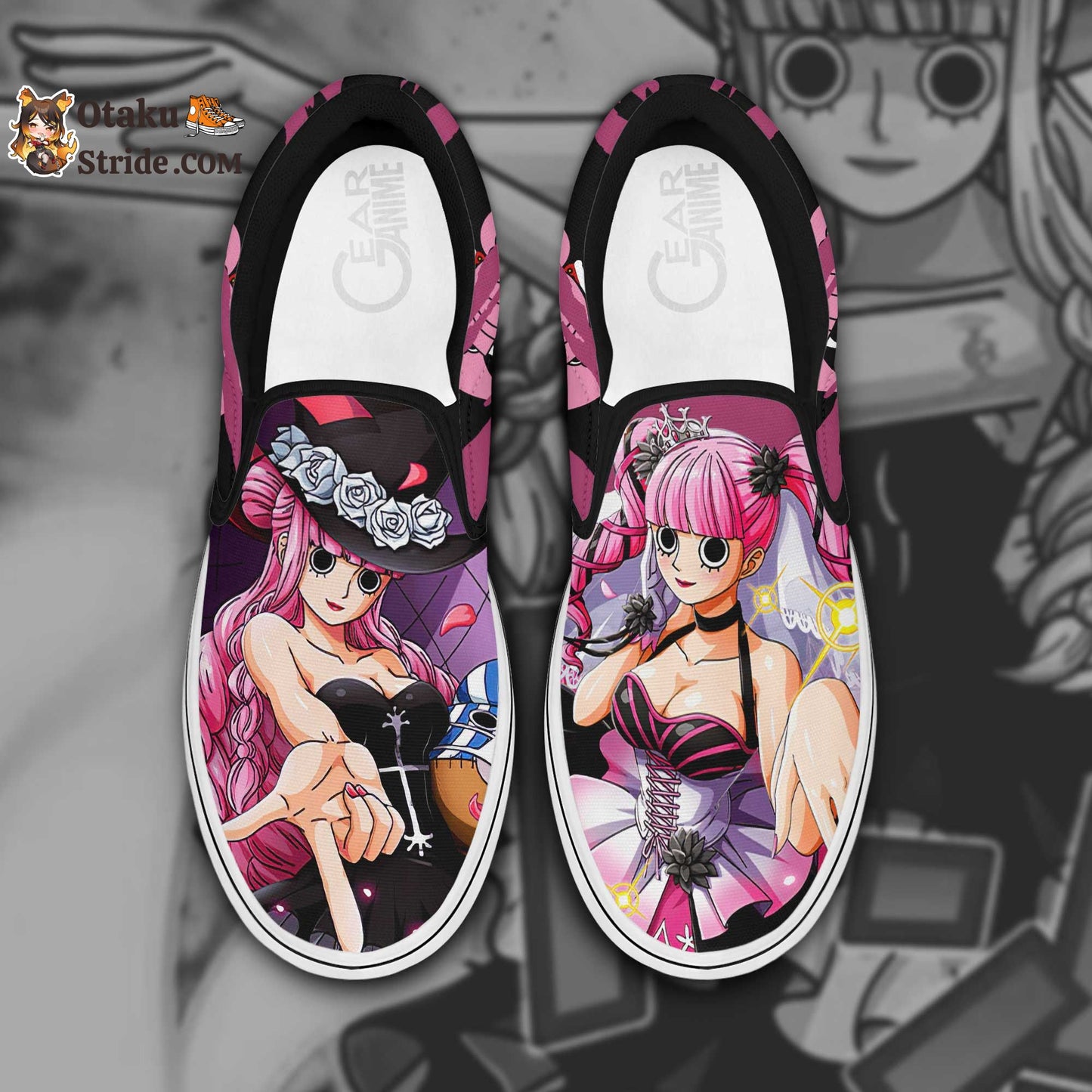 Custom One Piece Perona Anime Slip On Sneakers – Unique Printed Footwear