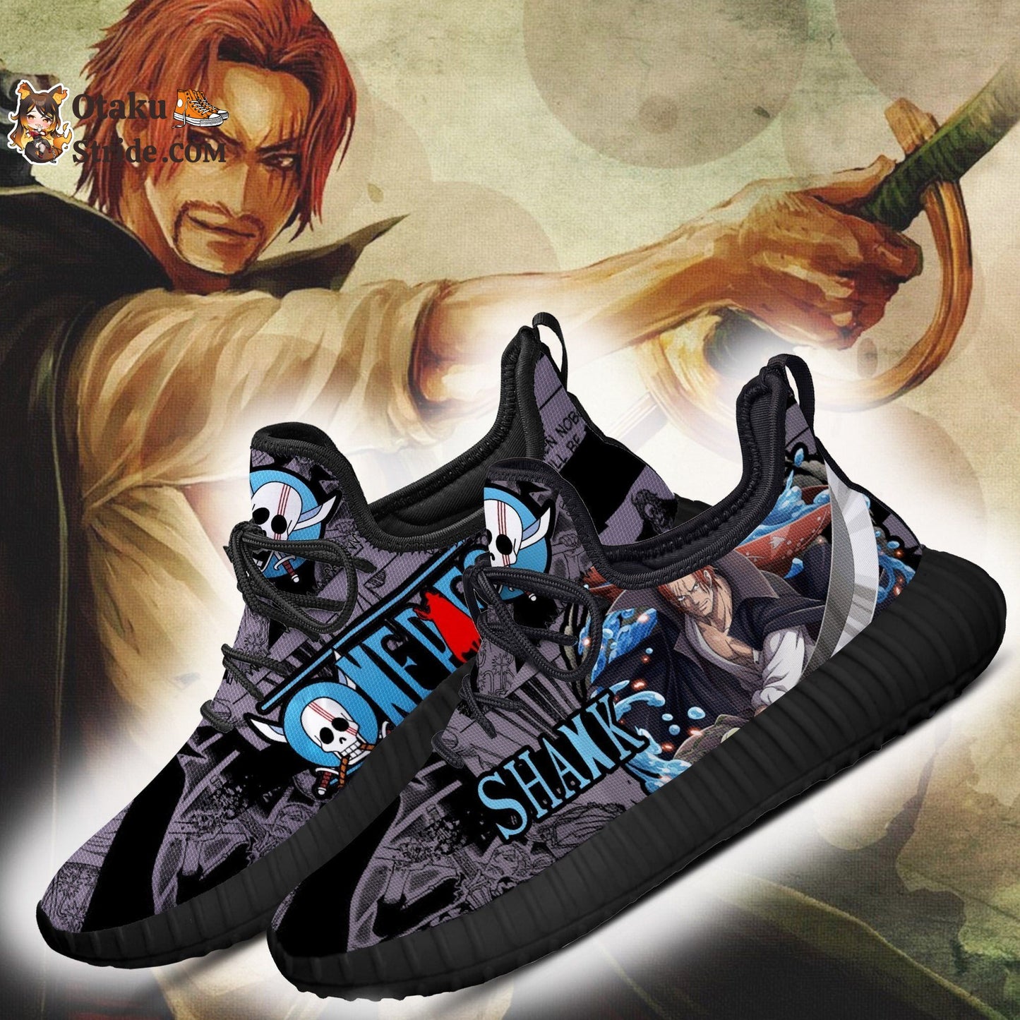 Custom Printed Red Hair Shanks Reze Anime Shoes – One Piece Fan Gift Idea