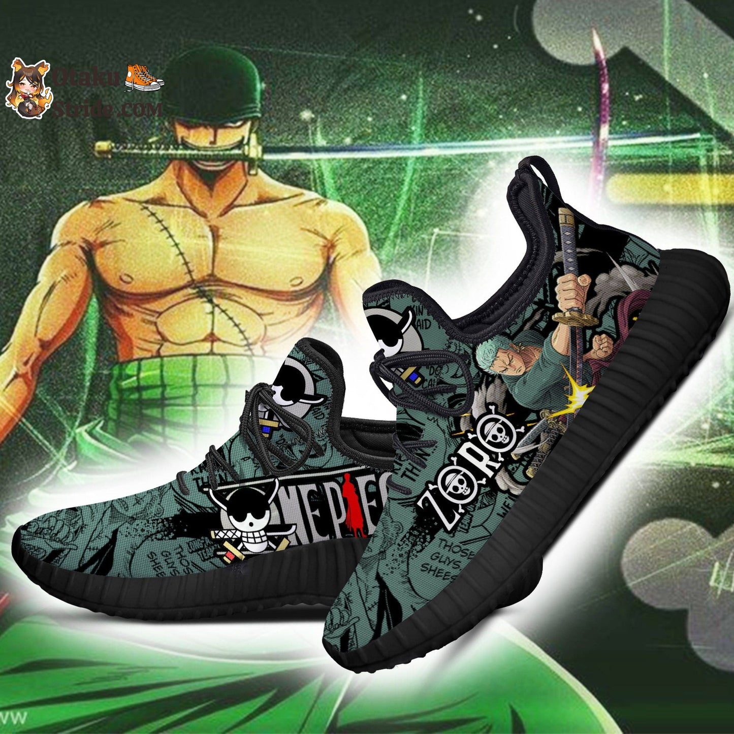 Custom Printed Roronoa Zoro Anime Shoes – Perfect Fan Gift Idea