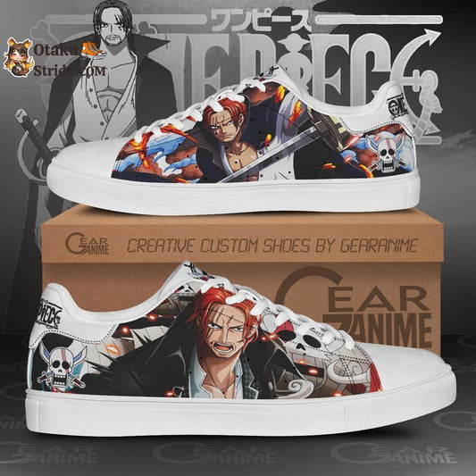 Custom Red Hair Shanks Anime Skate Shoes – One Piece Inspired Footwear