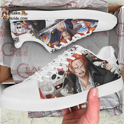 Custom Red Hair Shanks Anime Skate Shoes – One Piece Inspired Footwear