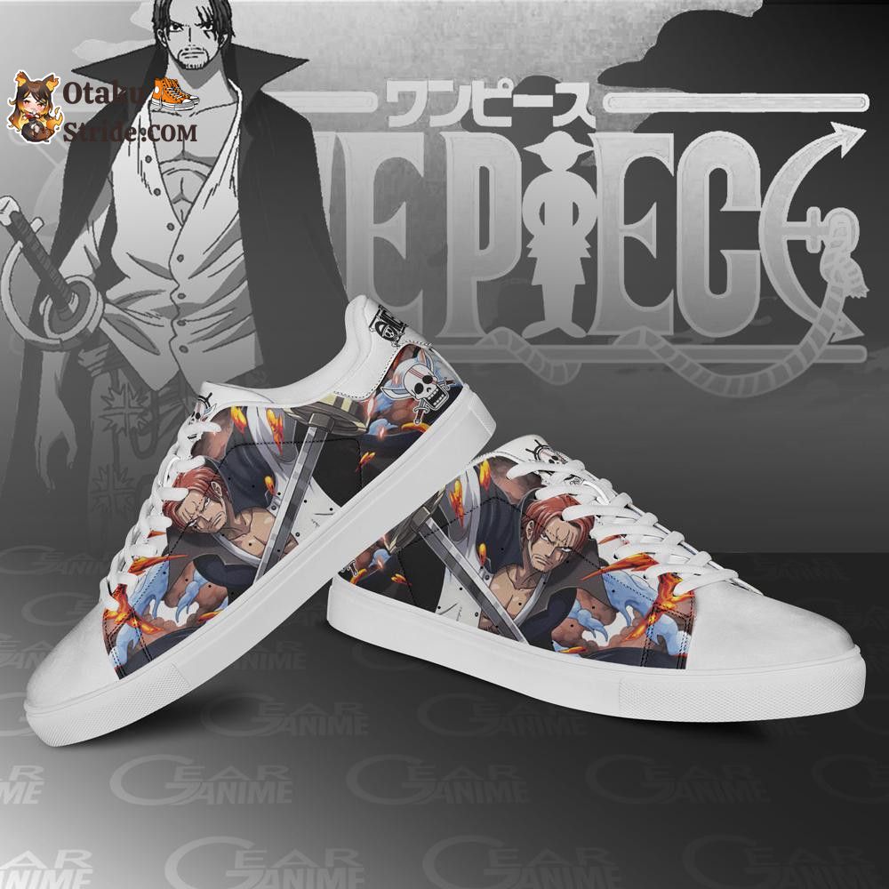 Custom Red Hair Shanks Anime Skate Shoes – One Piece Inspired Footwear