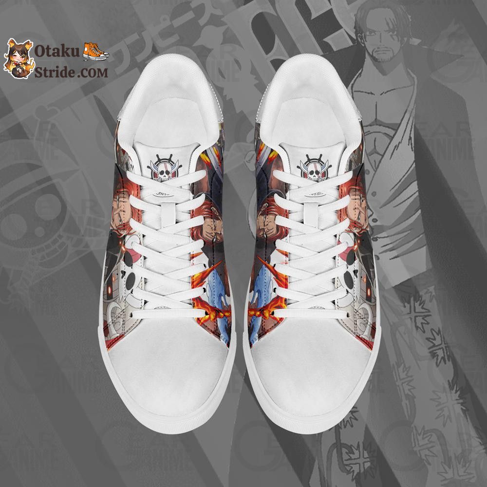 Custom Red Hair Shanks Anime Skate Shoes – One Piece Inspired Footwear