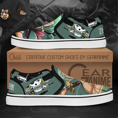 Custom Roronoa Zoro Anime Slip On Sneakers – One Piece Shoes