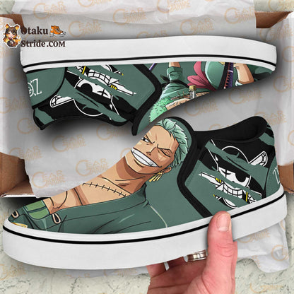 Custom Roronoa Zoro Anime Slip On Sneakers – One Piece Shoes