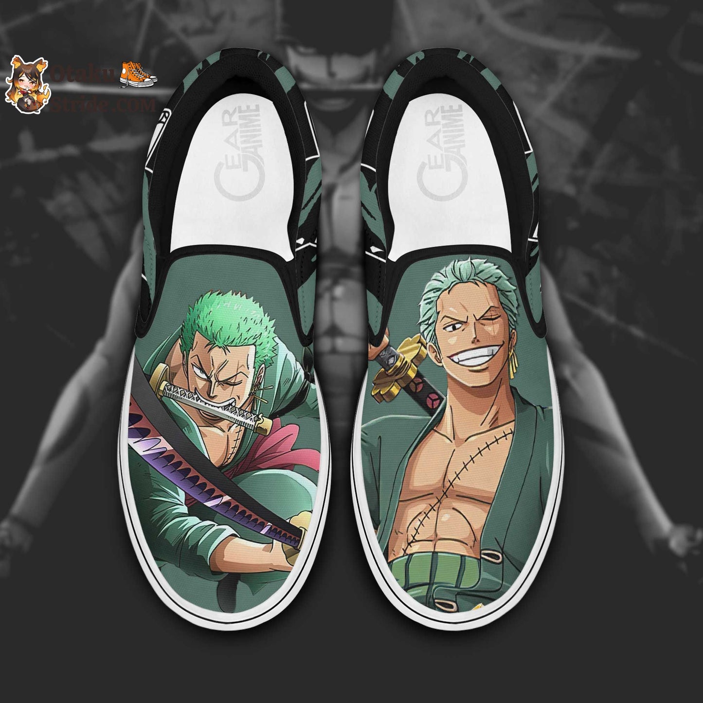 Custom Roronoa Zoro Anime Slip On Sneakers – One Piece Shoes