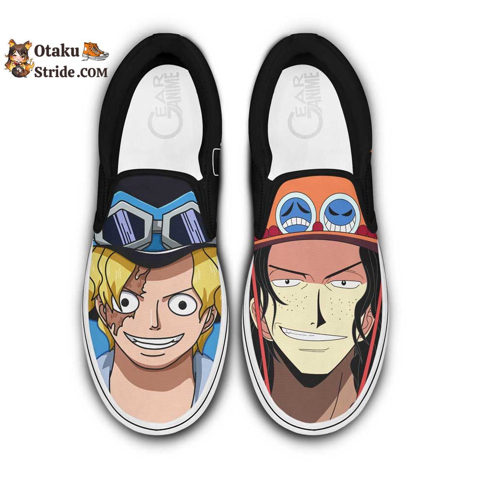 Custom Sabo and Portgas Ace Anime Slip On Sneakers – One Piece Shoes