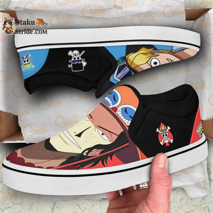 Custom Sabo and Portgas Ace Anime Slip On Sneakers – One Piece Shoes