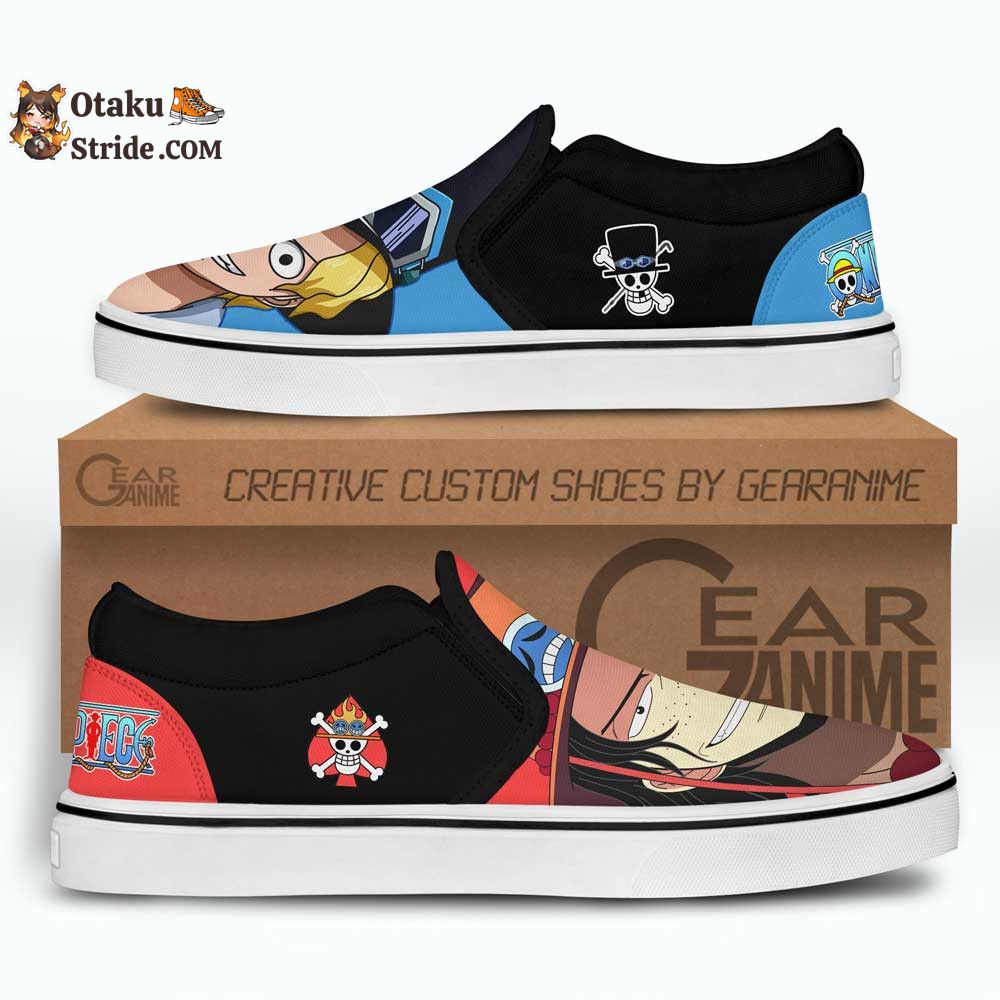 Custom Sabo and Portgas Ace Anime Slip On Sneakers – One Piece Shoes