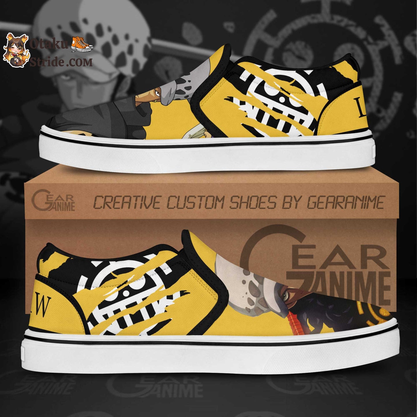 Custom Trafalgar D Law Slip On Sneakers – One Piece Anime Shoes