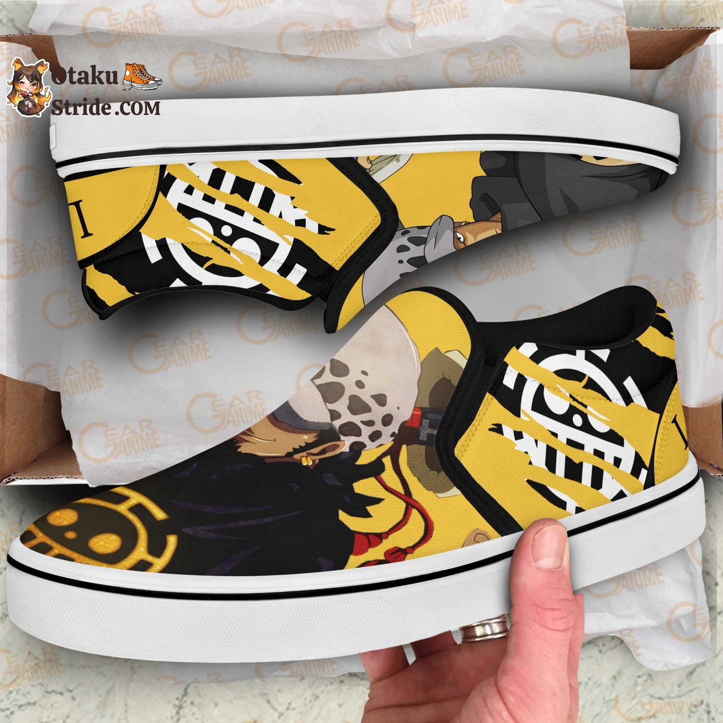 Custom Trafalgar D Law Slip On Sneakers – One Piece Anime Shoes