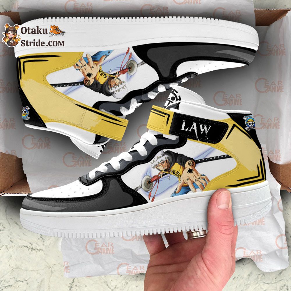 Custom Trafalgar Law Anime Sneakers – Air Mid One Piece Shoes