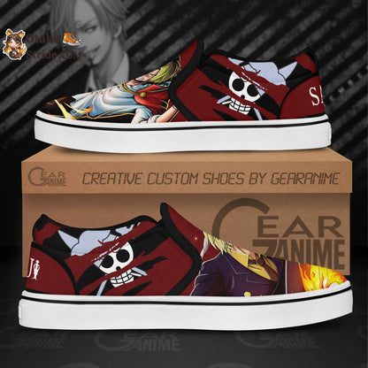 Custom Vinsmoke Sanji Slip On Sneakers – One Piece Anime Shoes