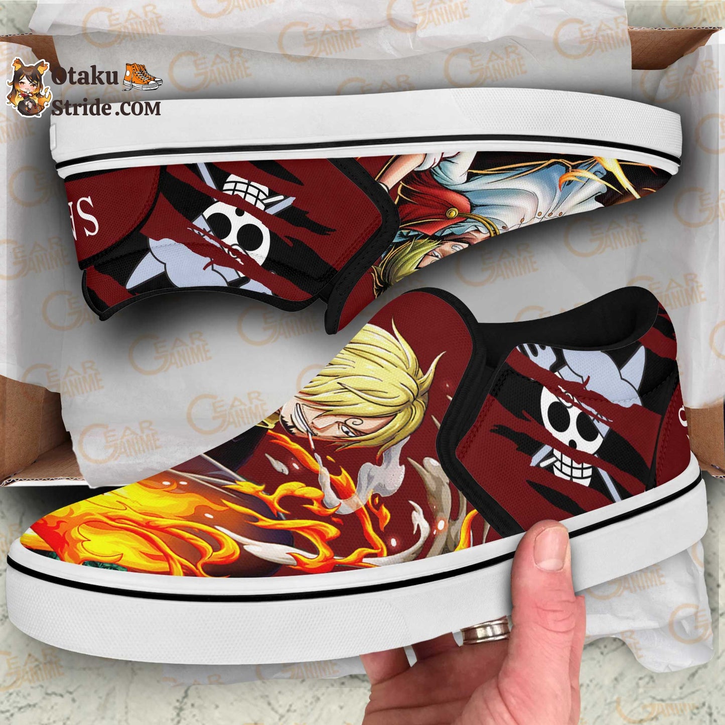 Custom Vinsmoke Sanji Slip On Sneakers – One Piece Anime Shoes