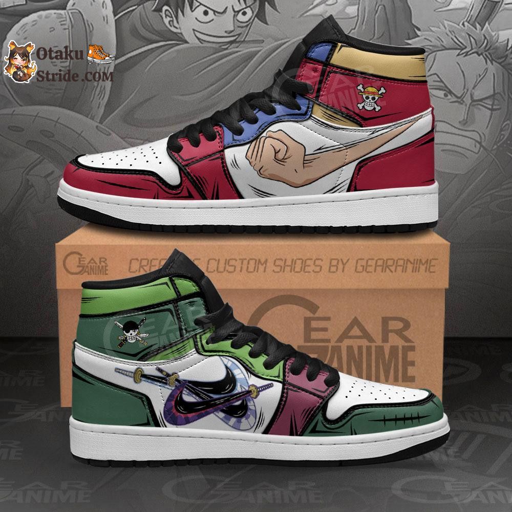 Custom Zoro and Luffy Anime Sneakers – One Piece Shoes for Fans