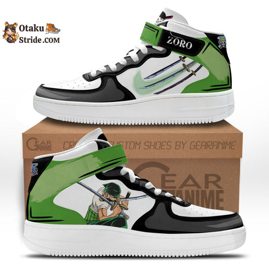 Custom Zoro Anime Sneakers – Air Mid One Piece Shoes