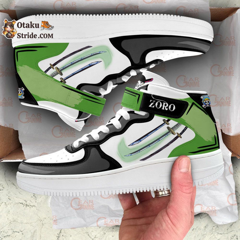 Custom Zoro Anime Sneakers – Air Mid One Piece Shoes