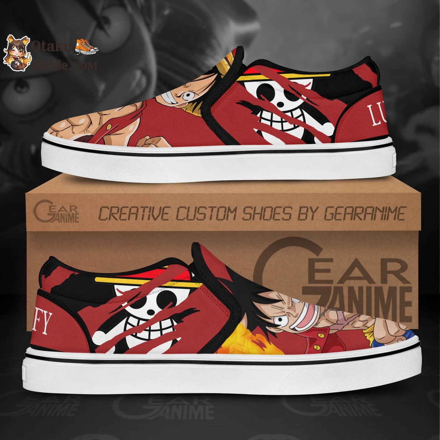 Monkey D Luffy One Piece Anime Slip On Sneakers Custom Printed Shoes