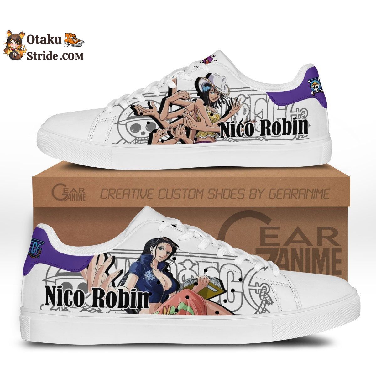 Nico Robin Anime Skate Sneakers – Custom OP Shoes for True Fans