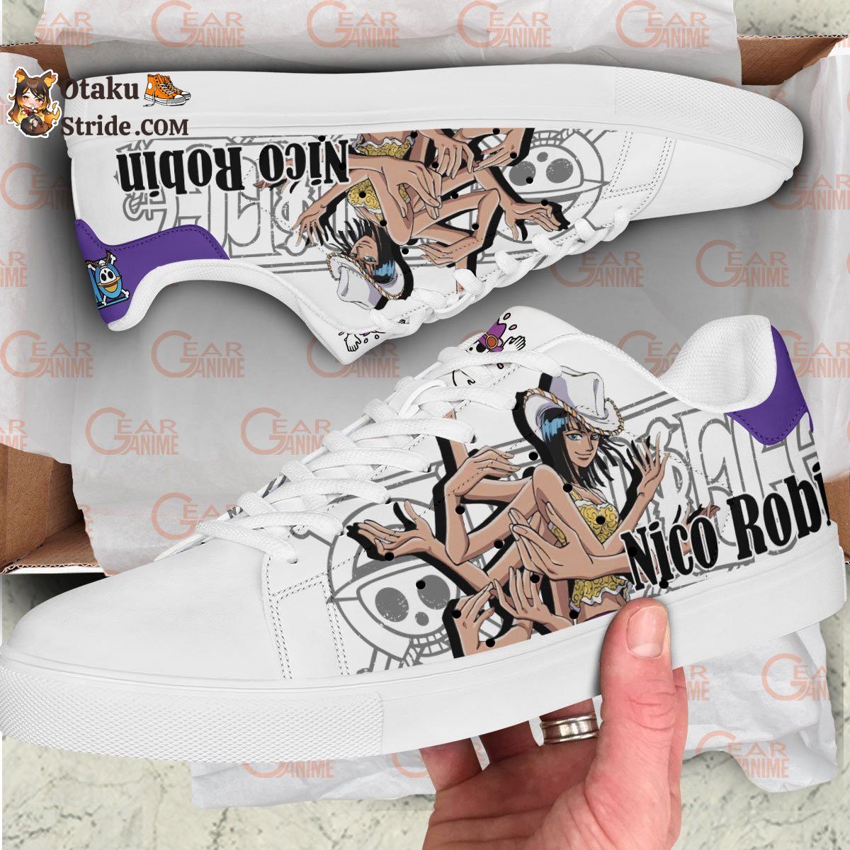 Nico Robin Anime Skate Sneakers – Custom OP Shoes for True Fans