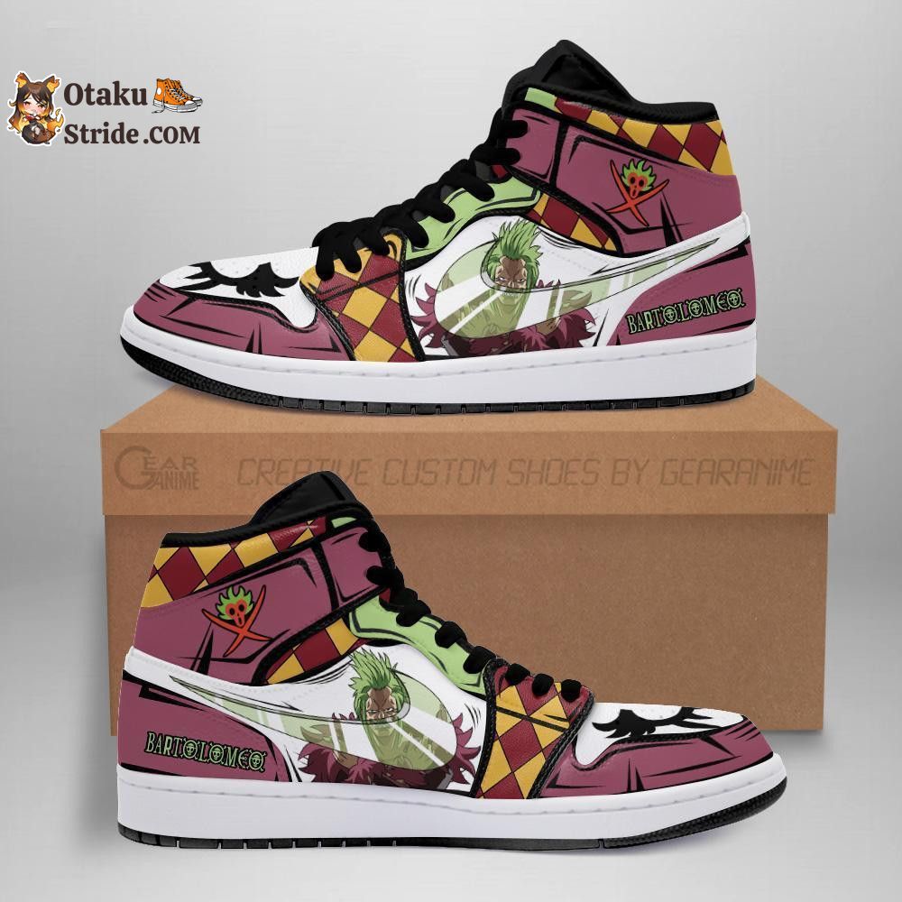 One Piece Bartolomeo Anime Sneakers with Bari Bari No Mi Custom Print