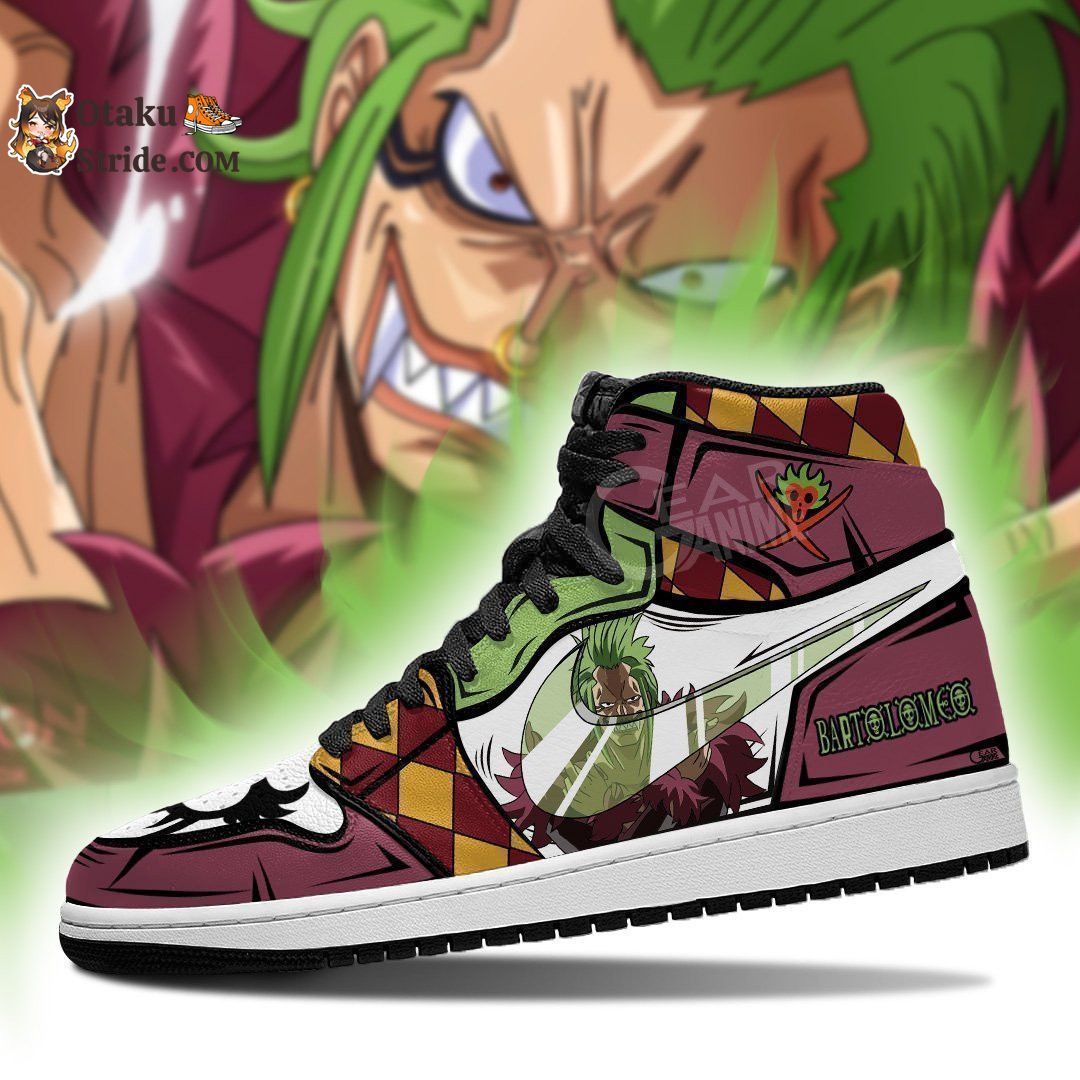 One Piece Bartolomeo Anime Sneakers with Bari Bari No Mi Custom Print