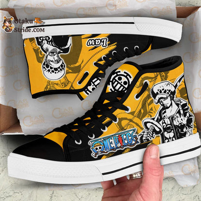 Trafalgar Law High Top Anime Sneakers – Custom Printed One Piece Manga Shoes