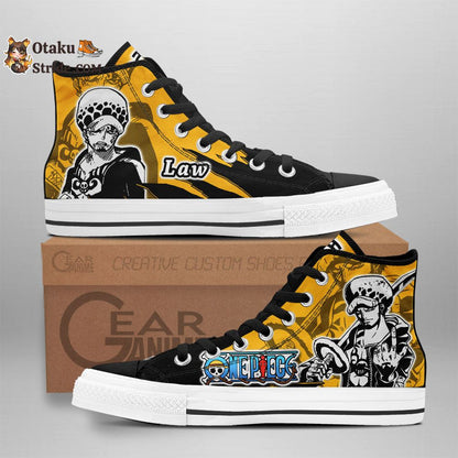 Trafalgar Law High Top Anime Sneakers – Custom Printed One Piece Manga Shoes