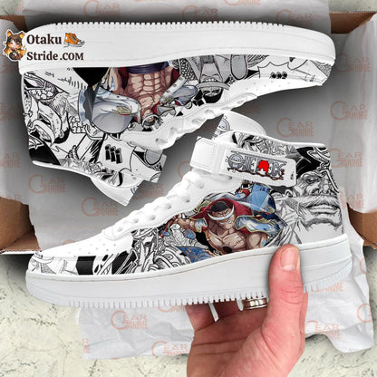 Whitebeard Sneakers Air Mid One Piece Custom Anime Shoes Mix Manga