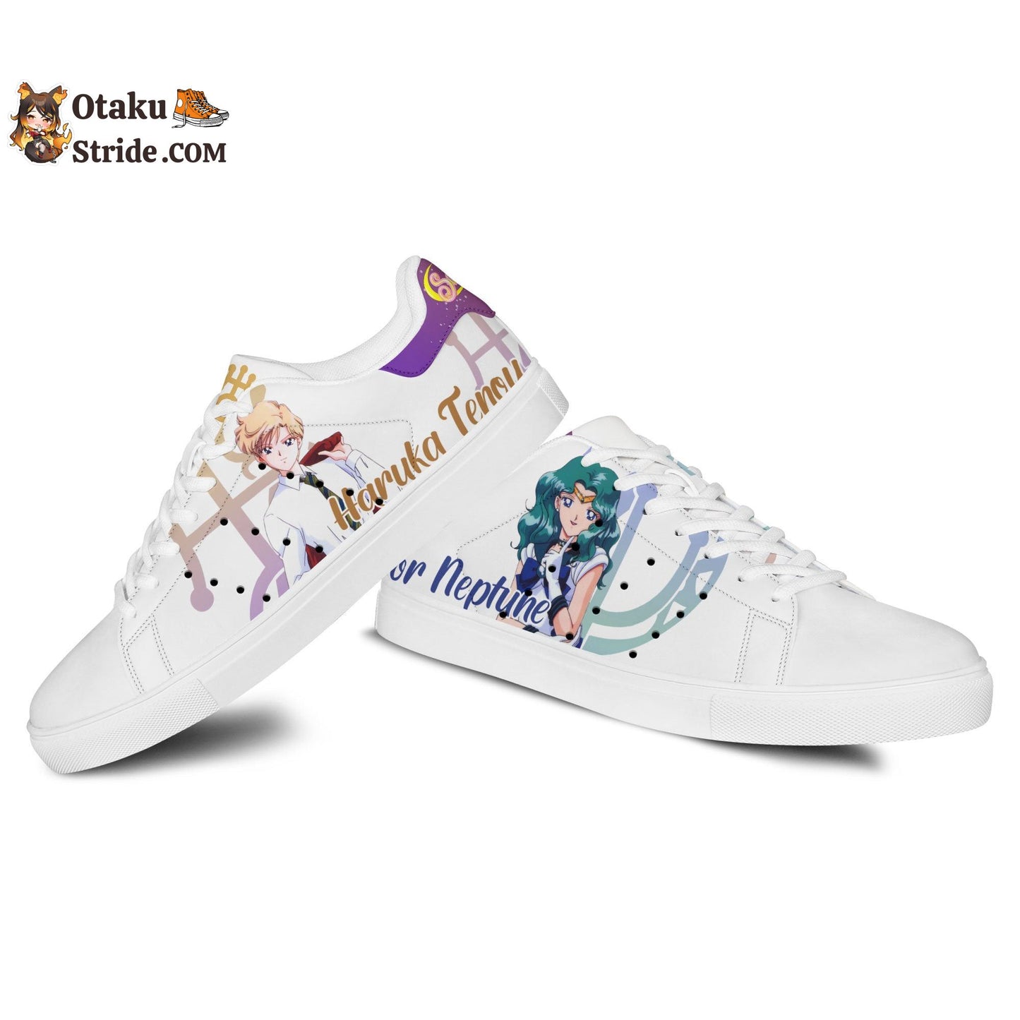 Sailor Neptune And Sailor Uranus Skate Sneakers Custom Sailor Anime Shoes