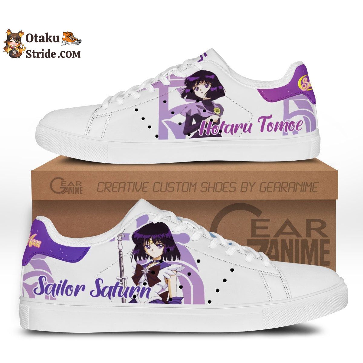 Sailor Saturn Skate Sneakers Custom Sailor Anime Shoes