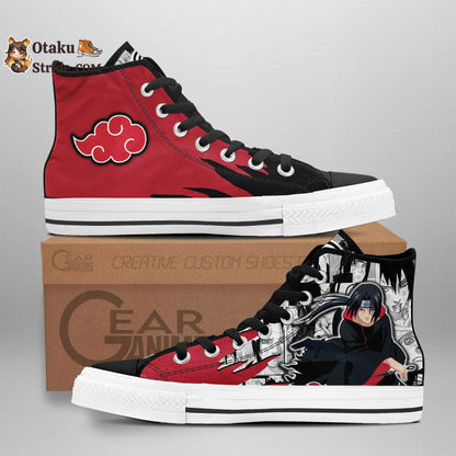 Itachi Uchiha High Top Shoes Akatsuki Custom Anime Sneakers Mix Manga