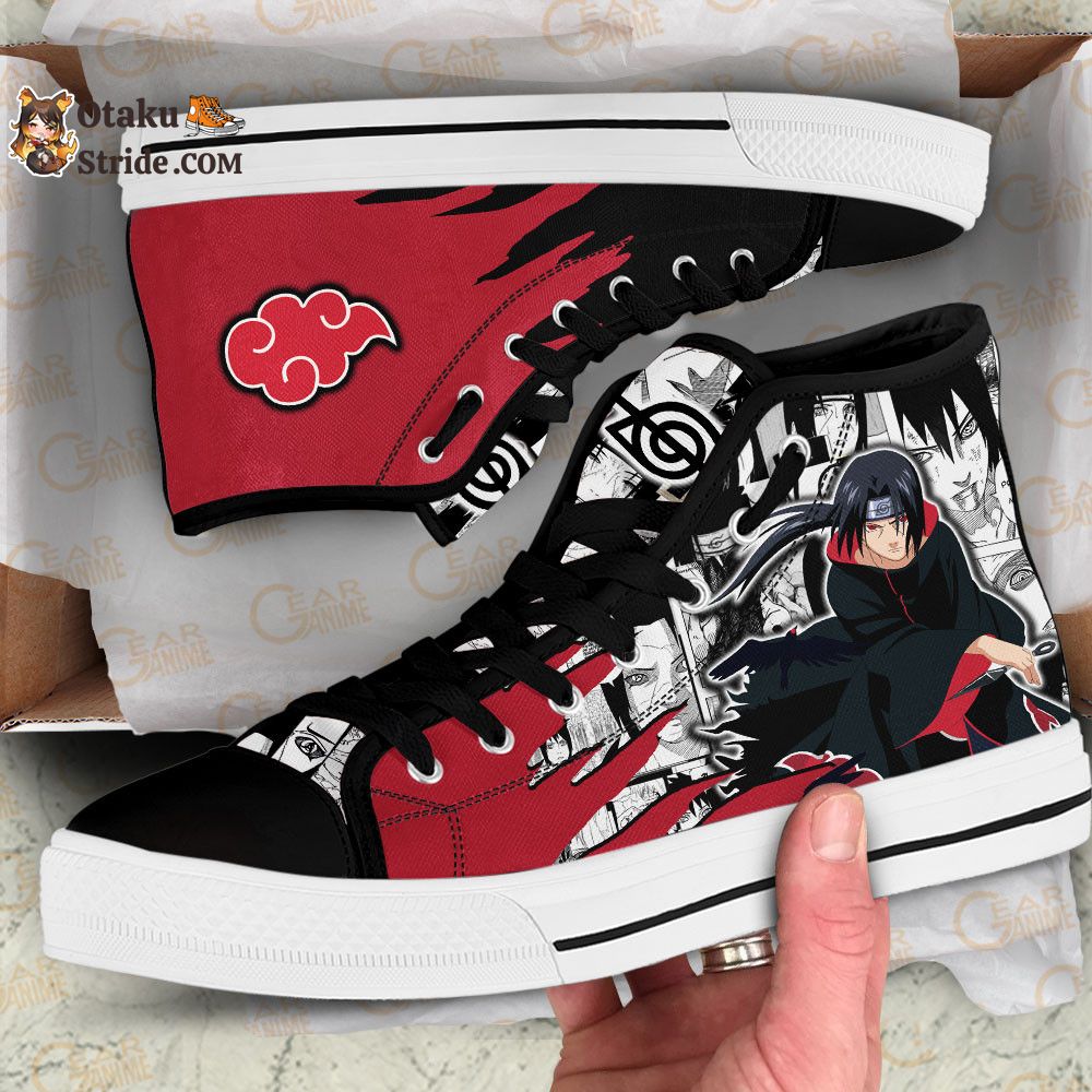 Itachi Uchiha High Top Shoes Akatsuki Custom Anime Sneakers Mix Manga