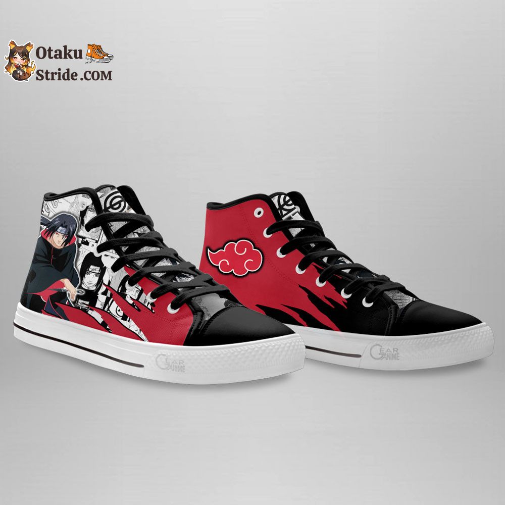 Itachi Uchiha High Top Shoes Akatsuki Custom Anime Sneakers Mix Manga