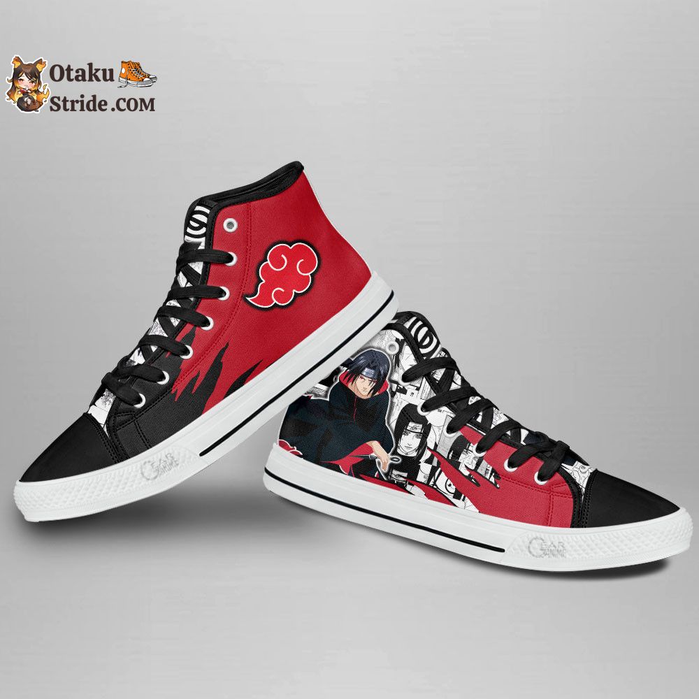 Itachi Uchiha High Top Shoes Akatsuki Custom Anime Sneakers Mix Manga