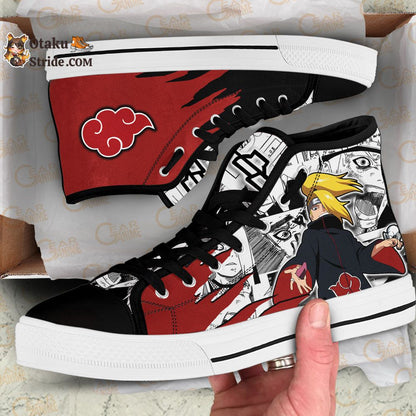 Deidara High Top Shoes Custom Anime Akatsuki Sneakers Mix Manga