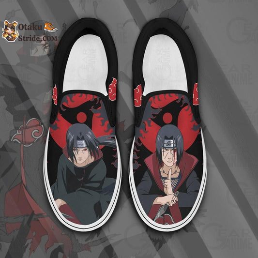 Akatsuki Itachi Slip-On Shoes Canvas Custom Anime Shoes