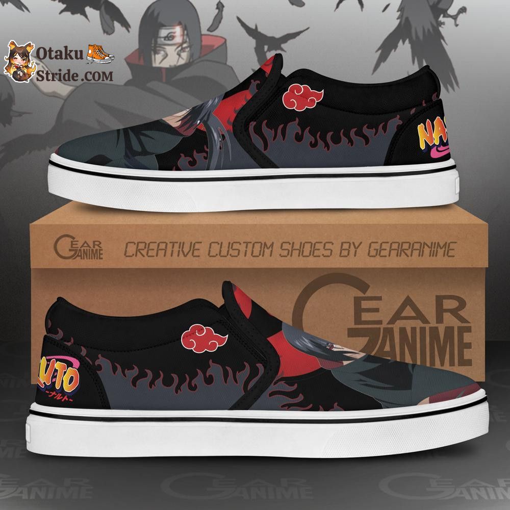 Akatsuki Itachi Slip-On Shoes Canvas Custom Anime Shoes