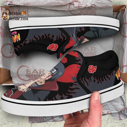 Akatsuki Itachi Slip-On Shoes Canvas Custom Anime Shoes