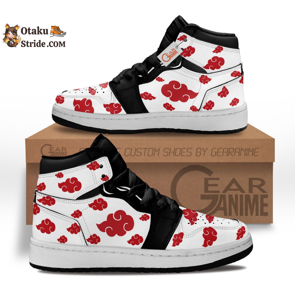 Akatsuki White Kids Sneakers Custom Anime Kids Shoes MV0901