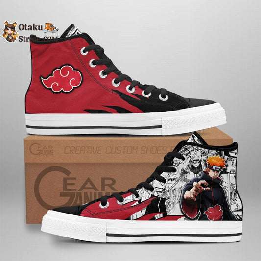 Pain High Top Shoes Akatsuki Custom Anime Sneakers Mix Manga