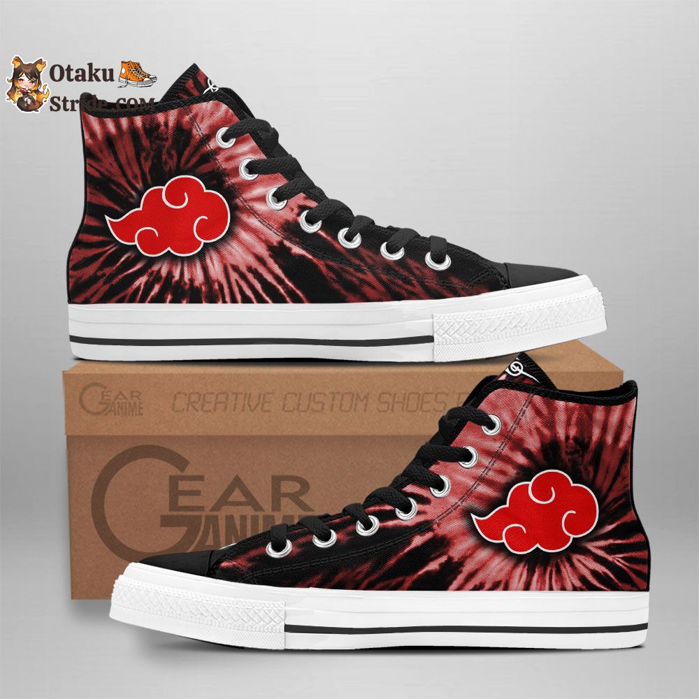 Akatsuki High Top Shoes Custom Anime Sneakers Tie Dye Style