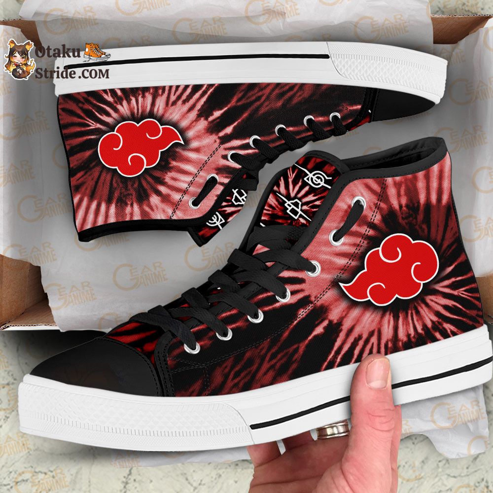 Akatsuki High Top Shoes Custom Anime Sneakers Tie Dye Style