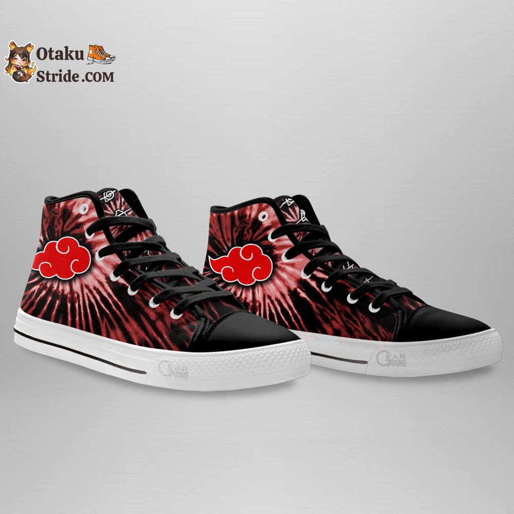 Akatsuki High Top Shoes Custom Anime Sneakers Tie Dye Style