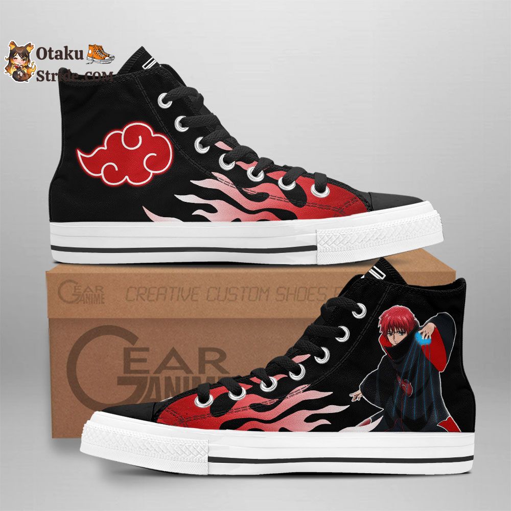 Sasori High Top Shoes Anime Akatsuki Sneakers Flame Style