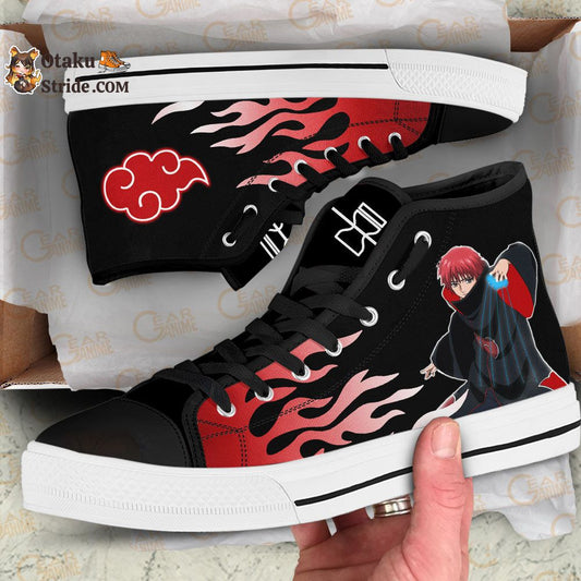 Sasori High Top Shoes Anime Akatsuki Sneakers Flame Style